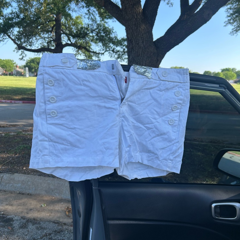 White Button-Accent Women's Shorts